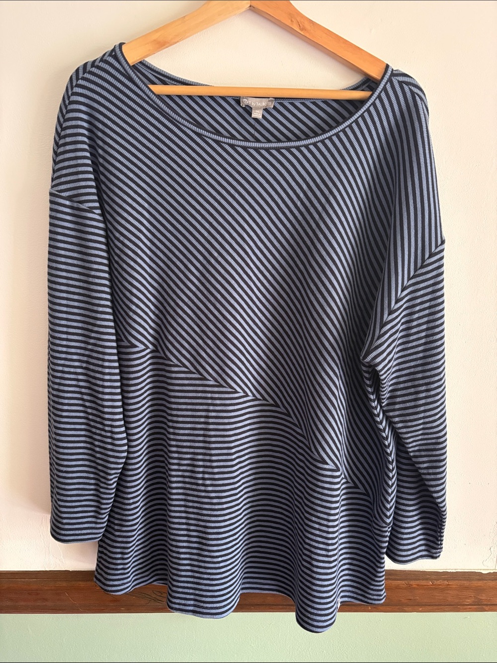 Talbots Blue & Black Striped Women's Long-Sleeve Top